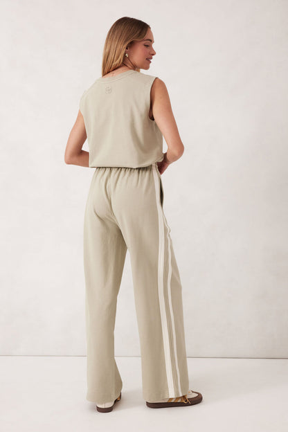 Ceres Life Wide Leg Terry Trackpant in Matcha Side Stripe