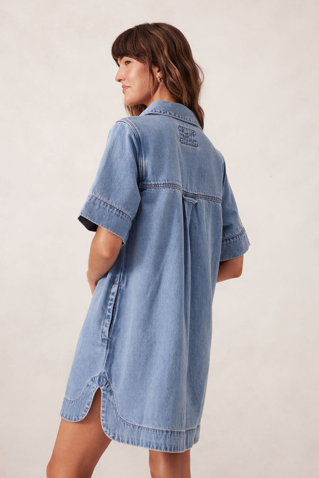 Ceres Life Relaxed Shirt Dress in Vintage Blue