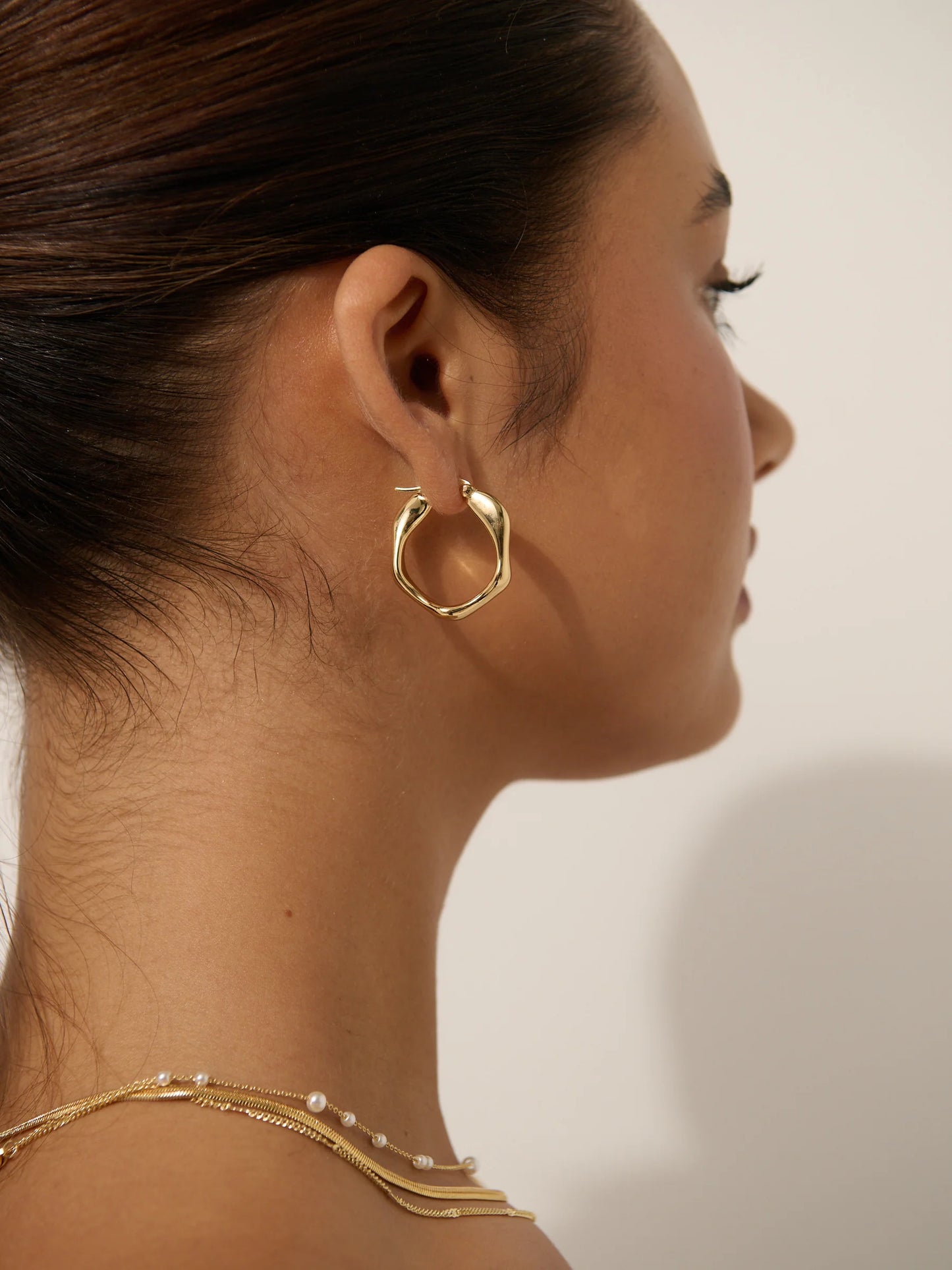 Lustre & Sage Wavy Textured Gold Plated Earrings