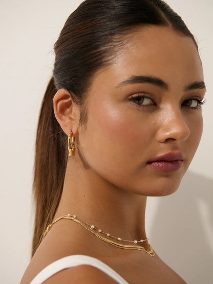 Lustre & Sage Wavy Textured Gold Plated Earrings