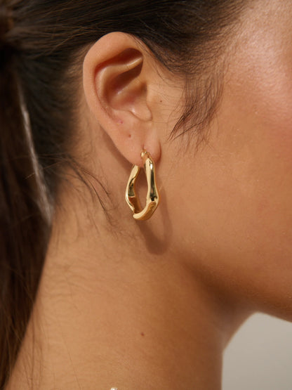 Lustre & Sage Wavy Textured Gold Plated Earrings