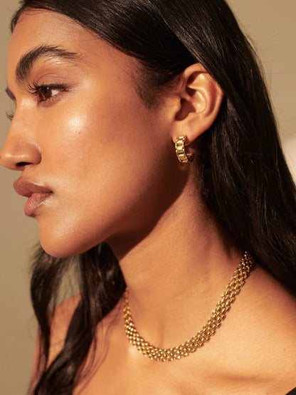 Lustre & Sage Square Chain Hoop Gold Plated Earrings