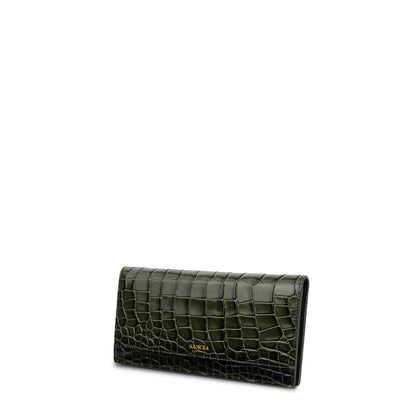 Sancia The Faro Travel Wallet in Kelp Croc