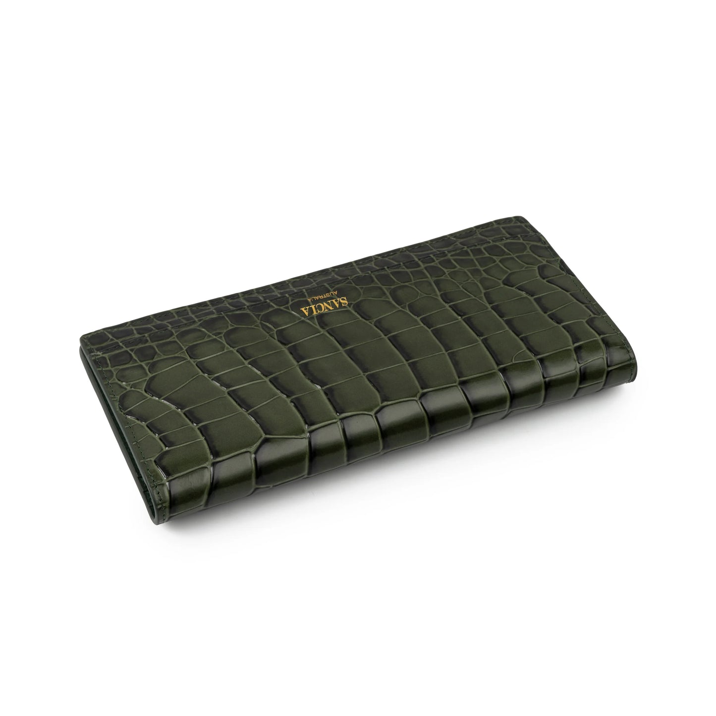 Sancia The Faro Travel Wallet in Kelp Croc