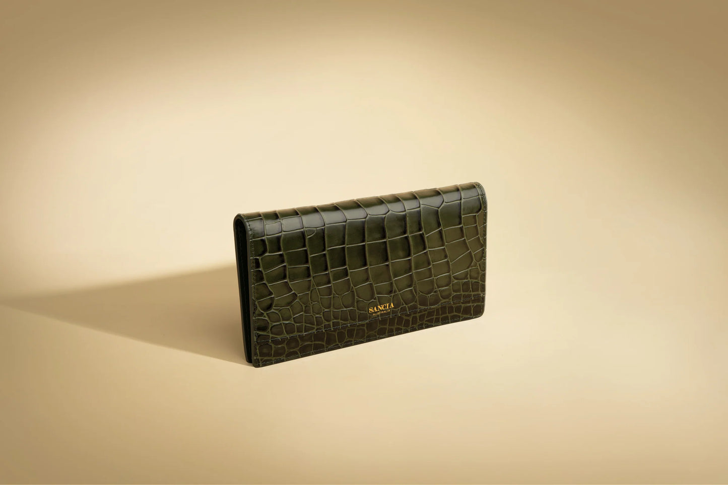 Sancia The Faro Travel Wallet in Kelp Croc