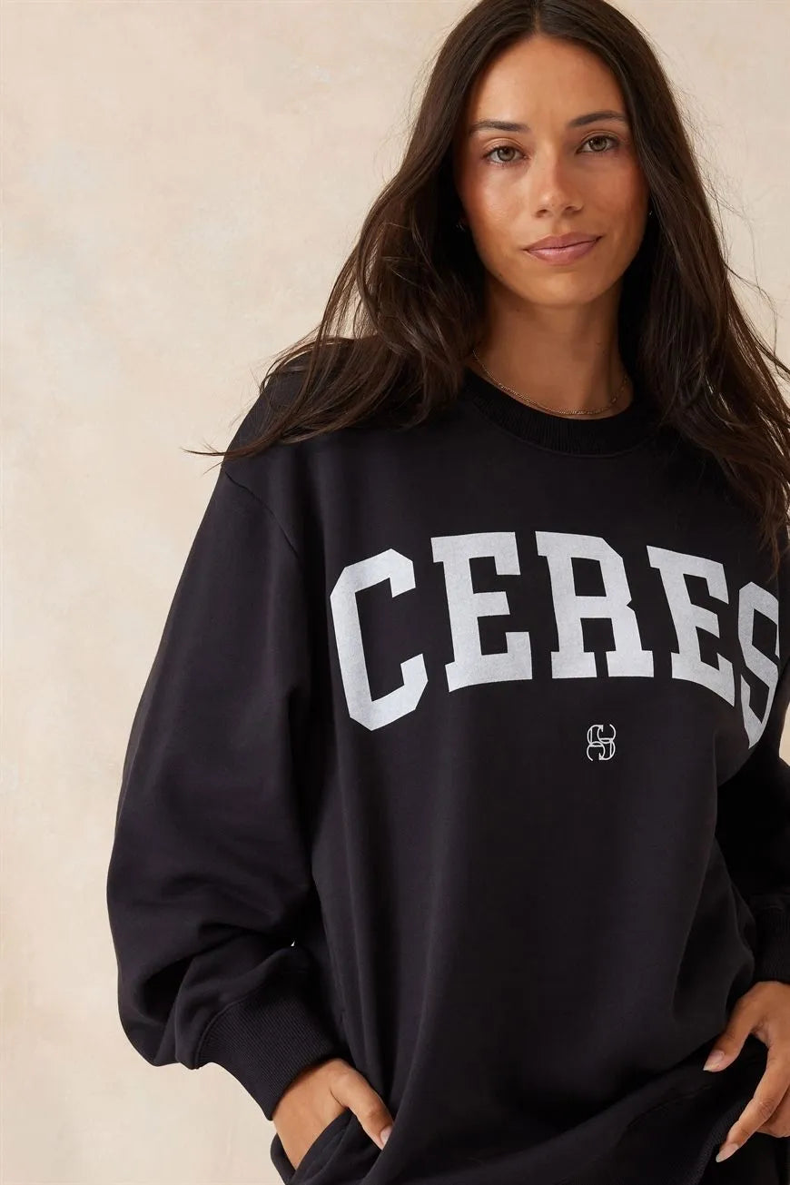 Ceres Life Oversizeed Slouchy Crew Neck in Phantom