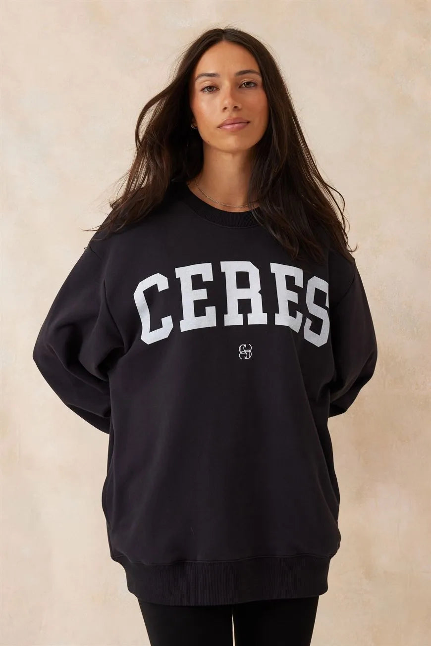 Ceres Life Oversizeed Slouchy Crew Neck in Phantom