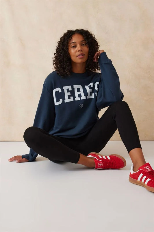 Ceres Life Oversized Slouchy Crew in Smoke Blue