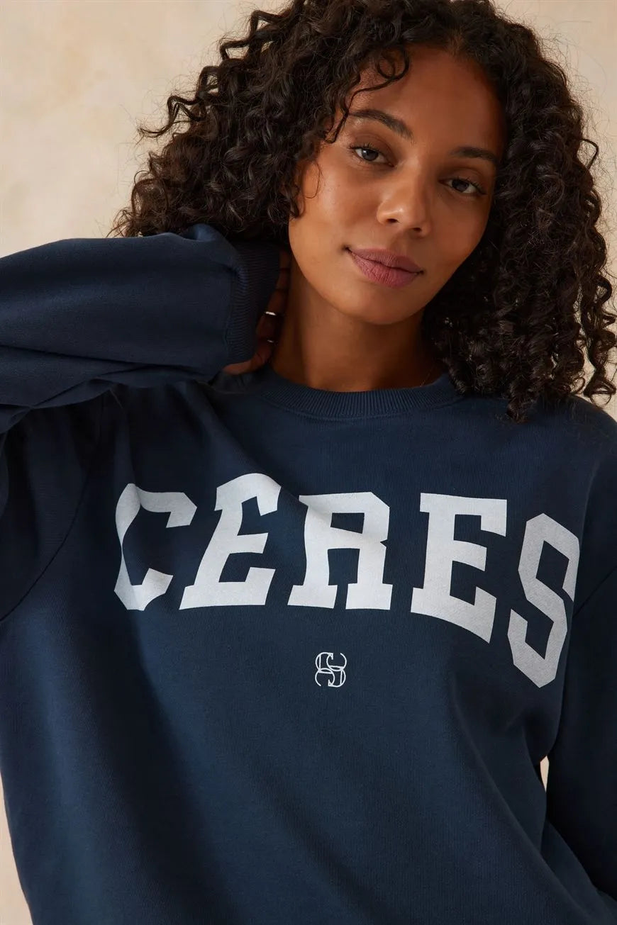 Ceres Life Oversized Slouchy Crew in Smoke Blue