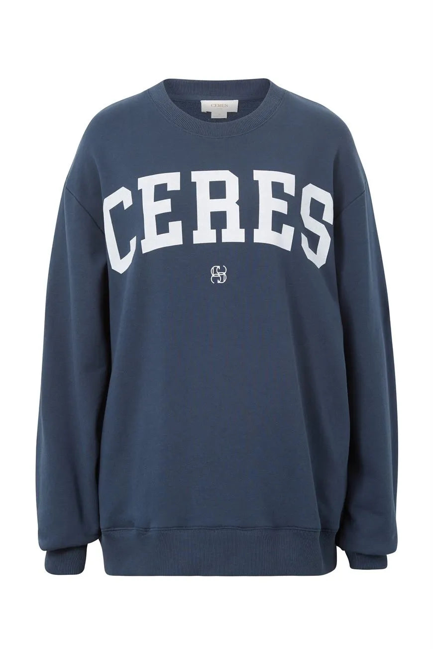 Ceres Life Oversized Slouchy Crew in Smoke Blue