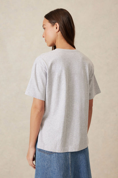 Ceres Life Slouchy Split Hem Tee - Ceres Anchor Print in grey marle