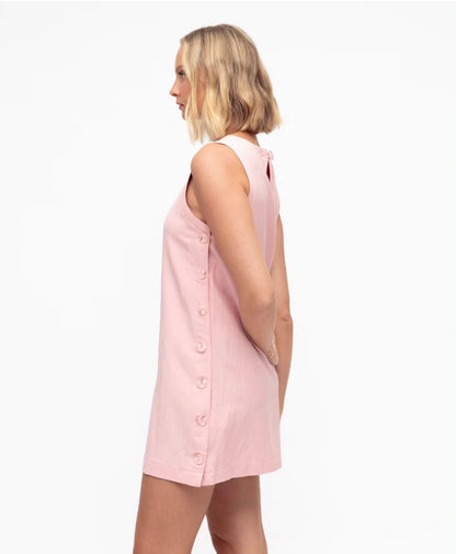 Cathy Side Button Mini Dress in Pink