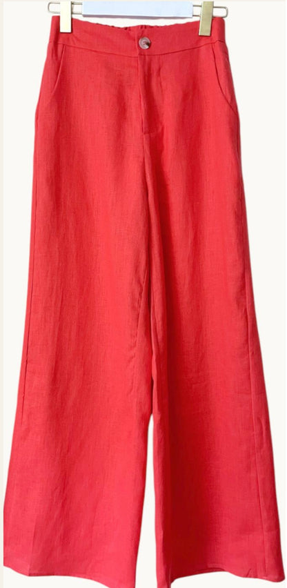 Little Lies Della Linen Pants in Watermelon