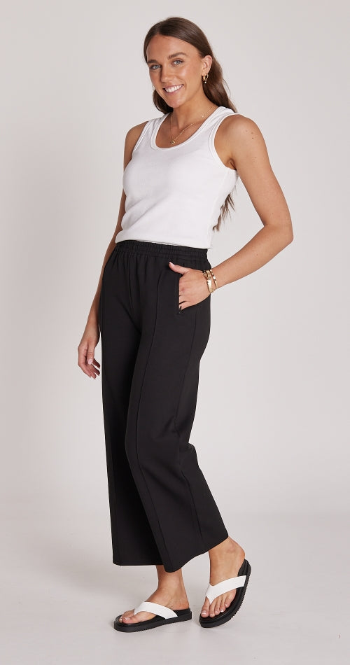 Feather + Noise Cropped Noah Pants in Black