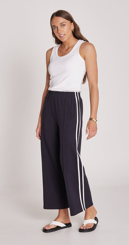 Feather + Noise Navy Striped Noah Pants