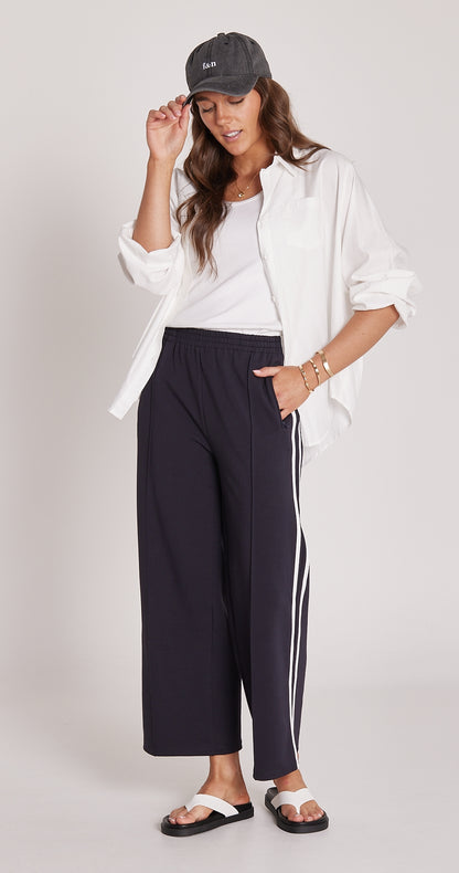 Feather + Noise Navy Striped Noah Pants