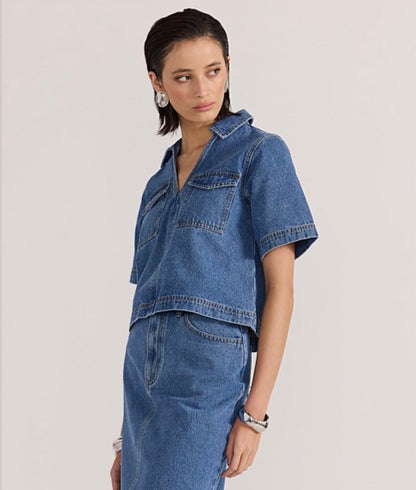 Staple The Label Alden Cropped Denim Shirt