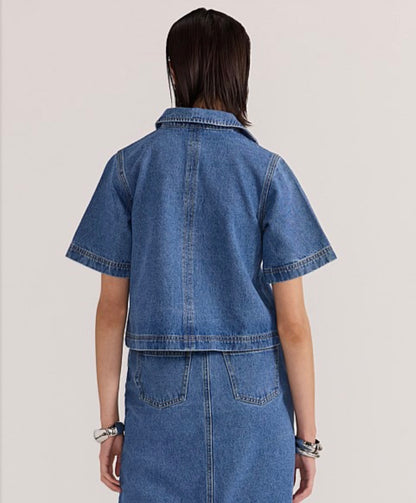 Staple The Label Alden Cropped Denim Shirt