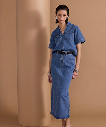 Staple The Label Alden Cropped Denim Shirt