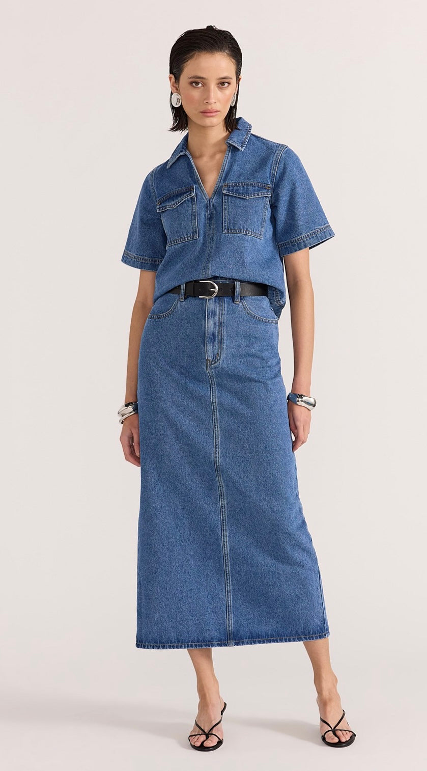 Staple The Label Alden Cropped Denim Shirt