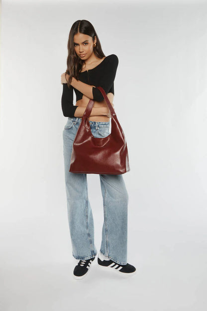 Peta+Jain Jami Slouchy Tote in Choc Suede