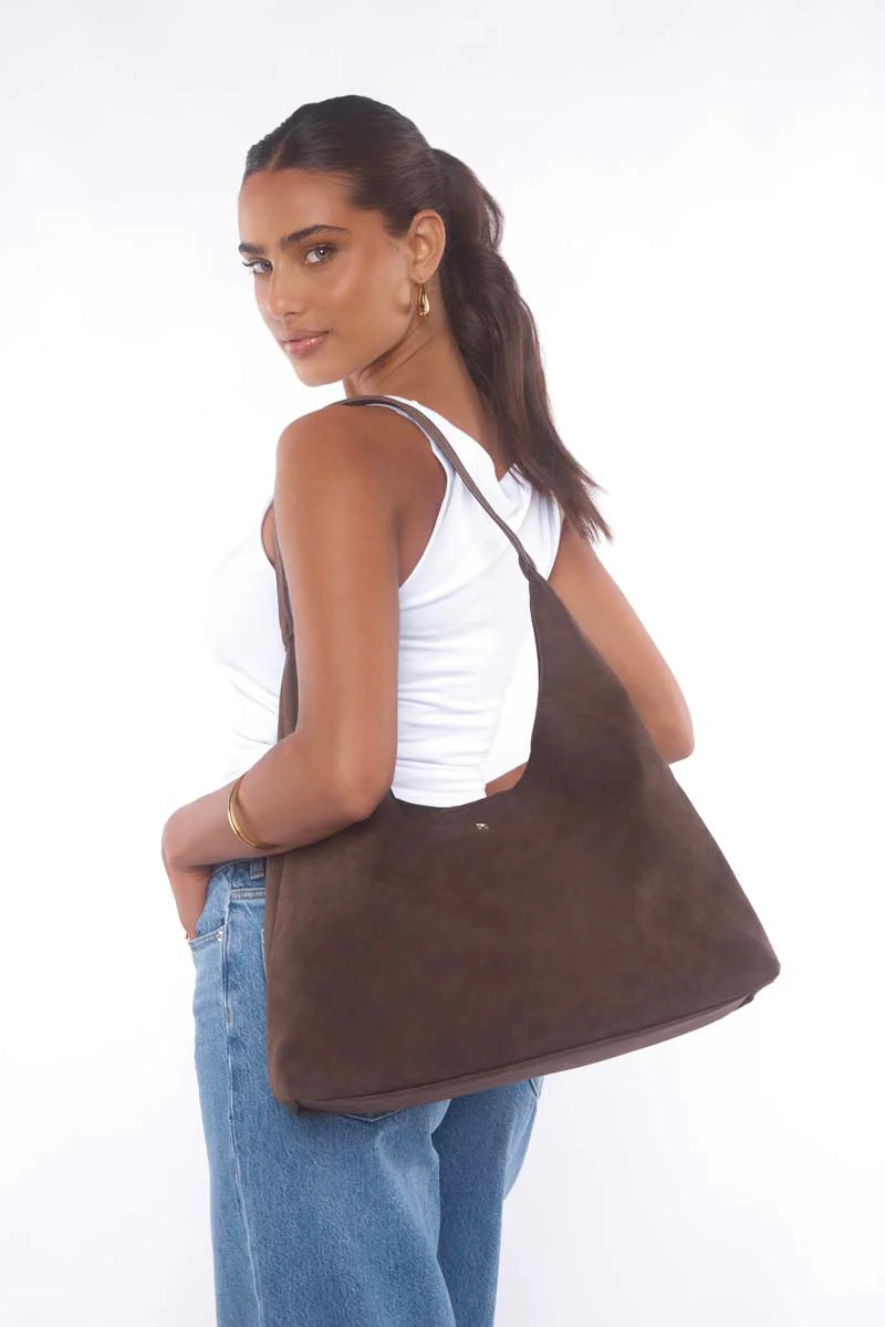 Peta+Jain Jami Slouchy Tote in Choc Suede