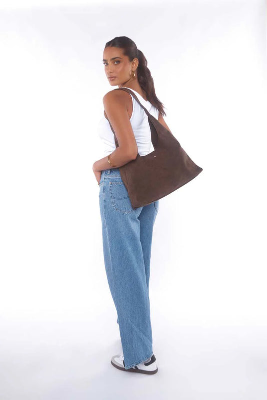 Peta+Jain Jami Slouchy Tote in Choc Suede