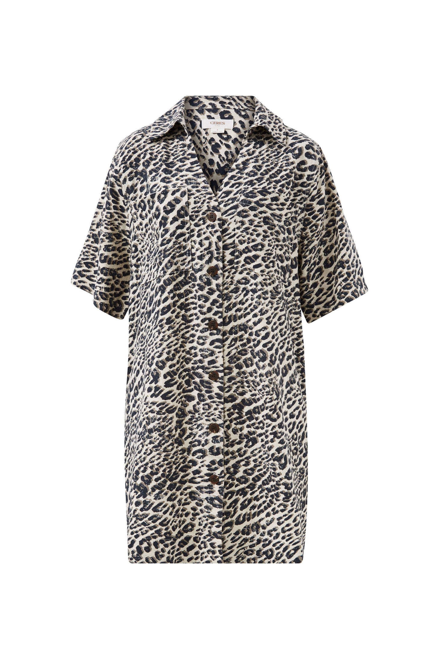 Ceres Life Boxy Leopard Shirt Dress