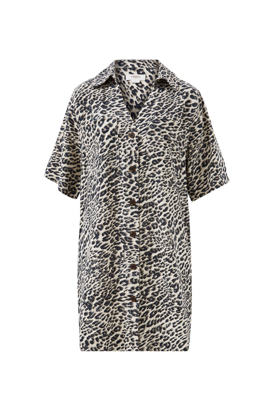 Ceres Life Boxy Leopard Shirt Dress