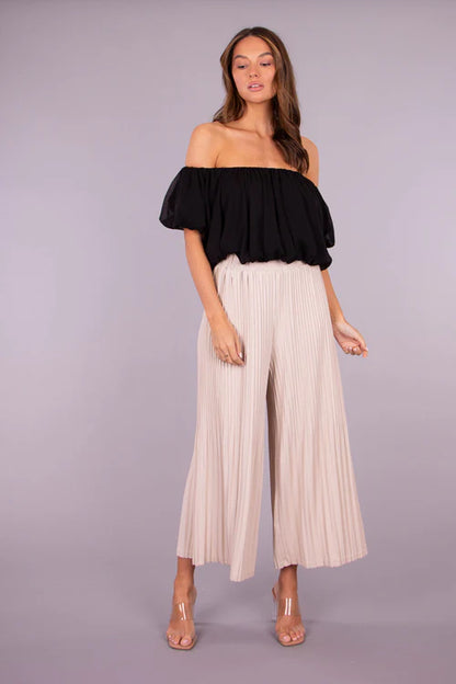 Bella Pleated Pants in Beige