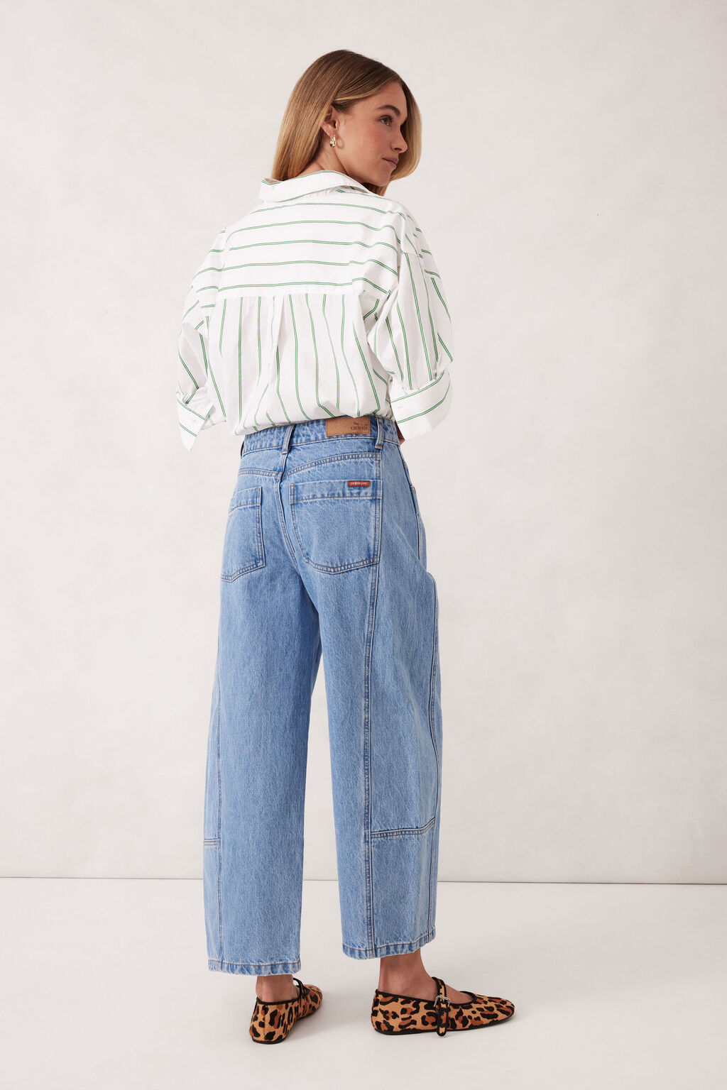 Ceres Life Darted Tapered Barrel Jean in Vintage Blue