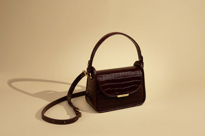 Sancia Cerda Mini Bag in Cranberry Croc