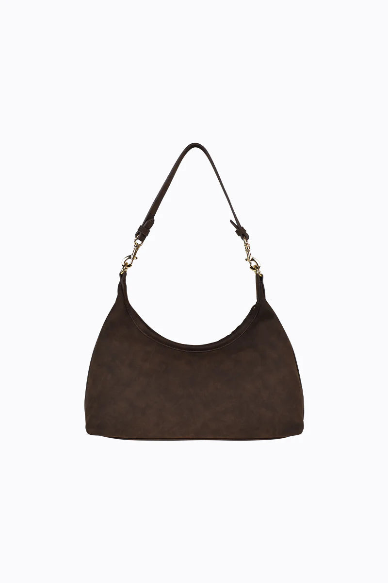 Peta+Jain Peach Shoulder Bag in Faux Chocolate Suede