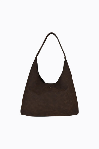 Peta+Jain Peach Shoulder Bag in Faux Chocolate Suede