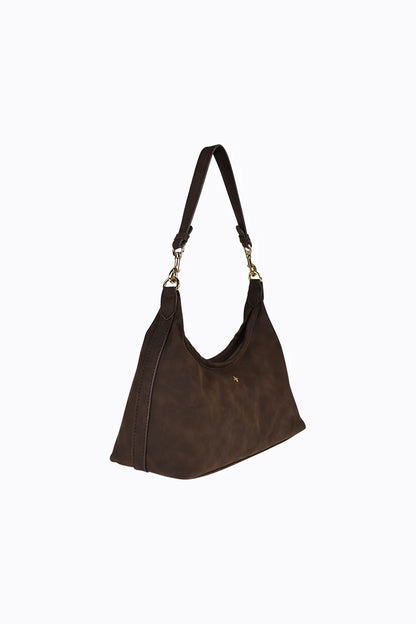 Peta+Jain Peach Shoulder Bag in Faux Chocolate Suede