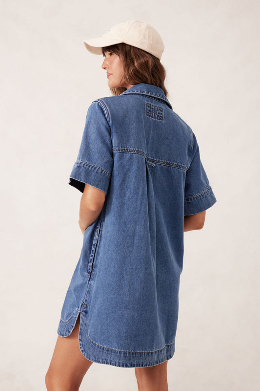 Ceres Life Relaxed Shirt Dress in Fresh Indigo