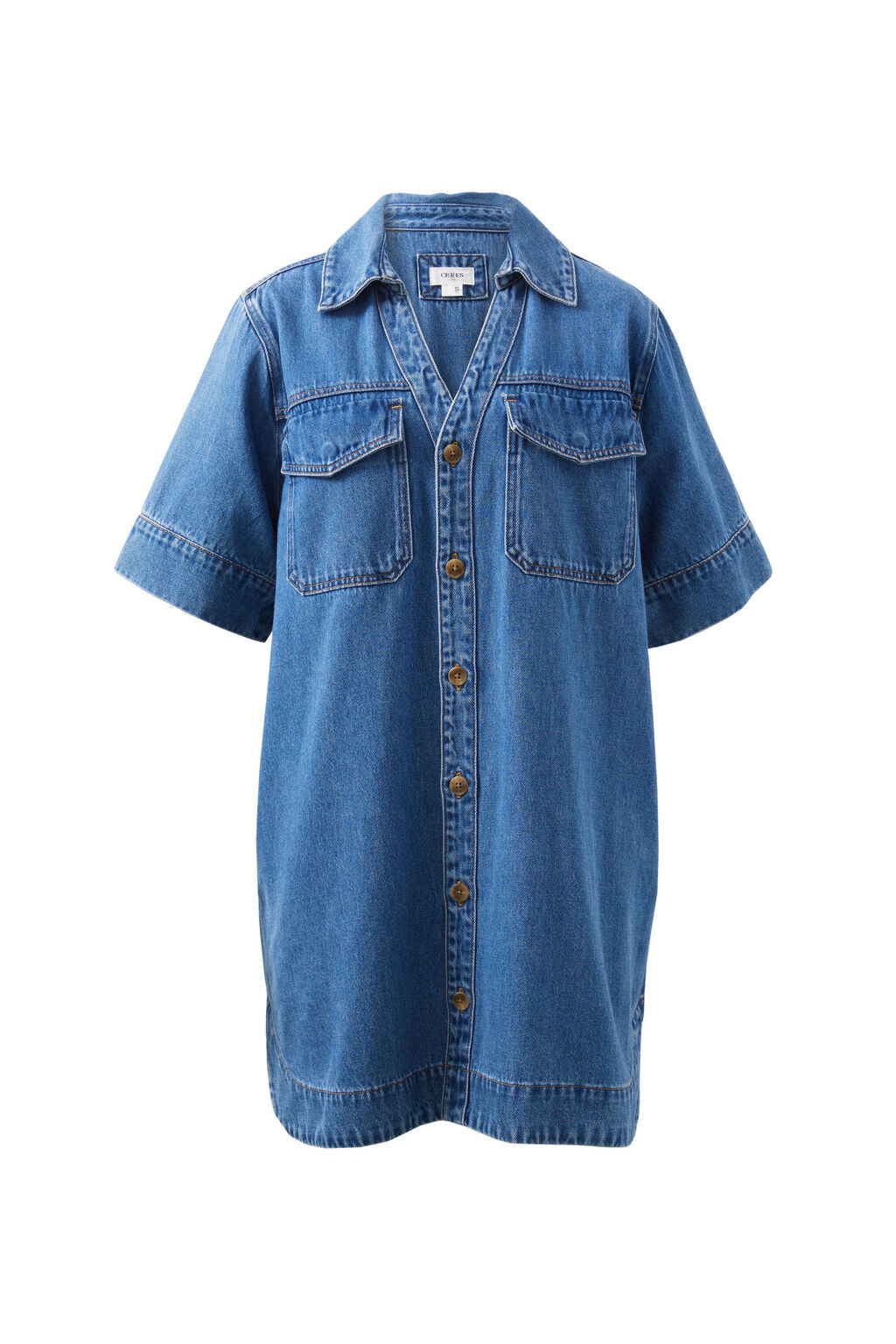 Ceres Life Relaxed Shirt Dress in Fresh Indigo