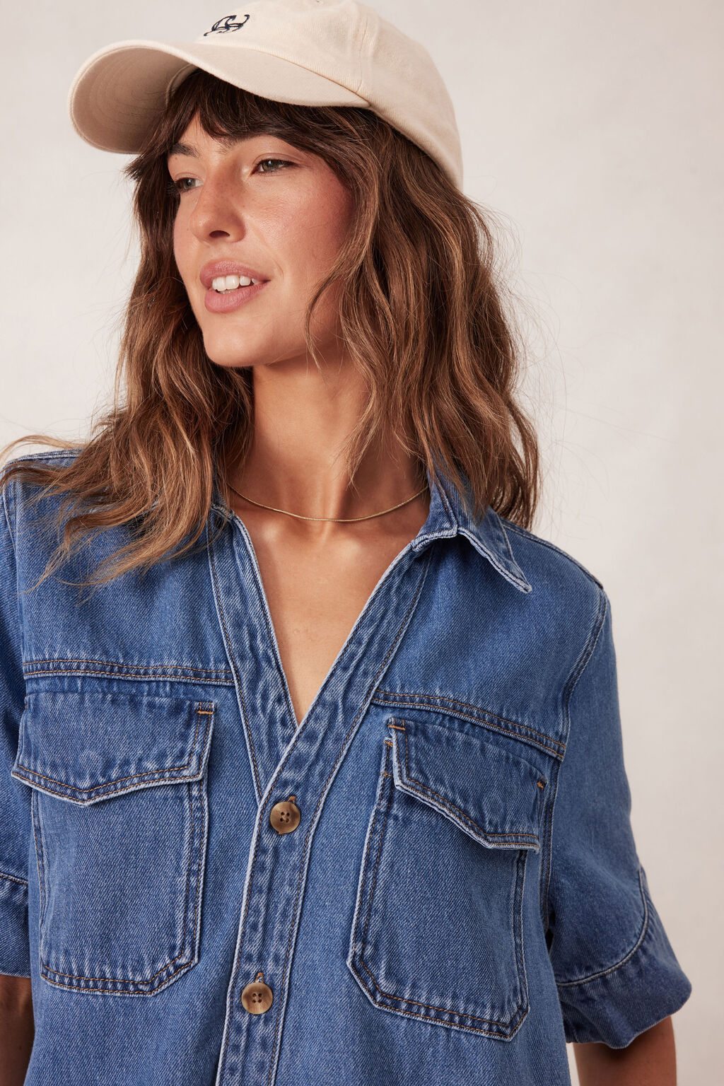 Ceres Life Relaxed Shirt Dress in Fresh Indigo