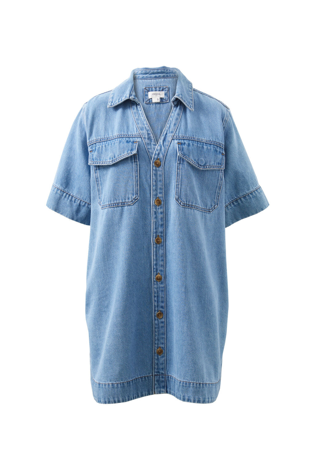 Ceres Life Relaxed Shirt Dress in Vintage Blue