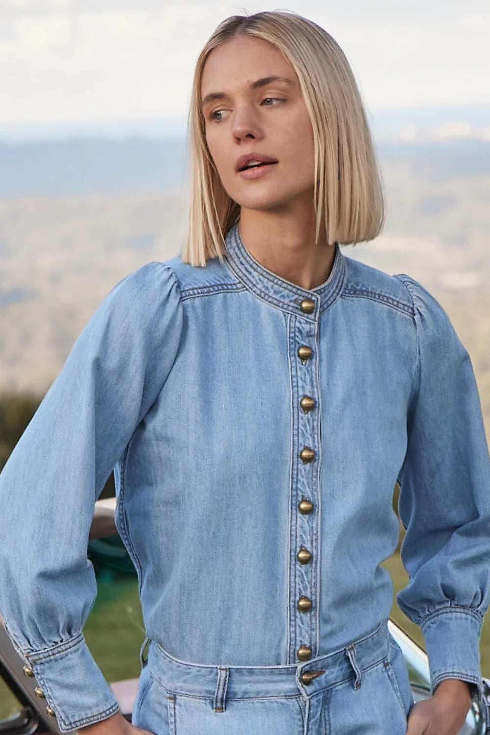 Zoe Kratzmann Hanker Top in Light Washed Denim