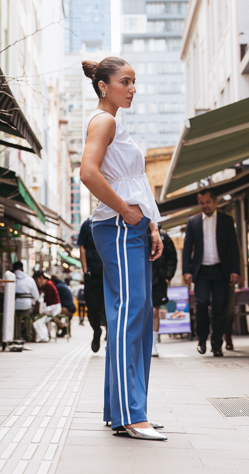 Feather and  Noise Noah Wide Pant Blue Stripe